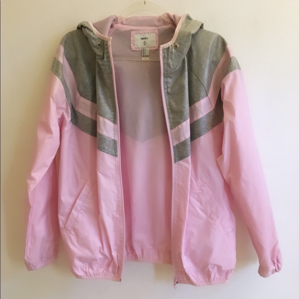 Pink Active Hooded Zip-Front Windbreaker size S